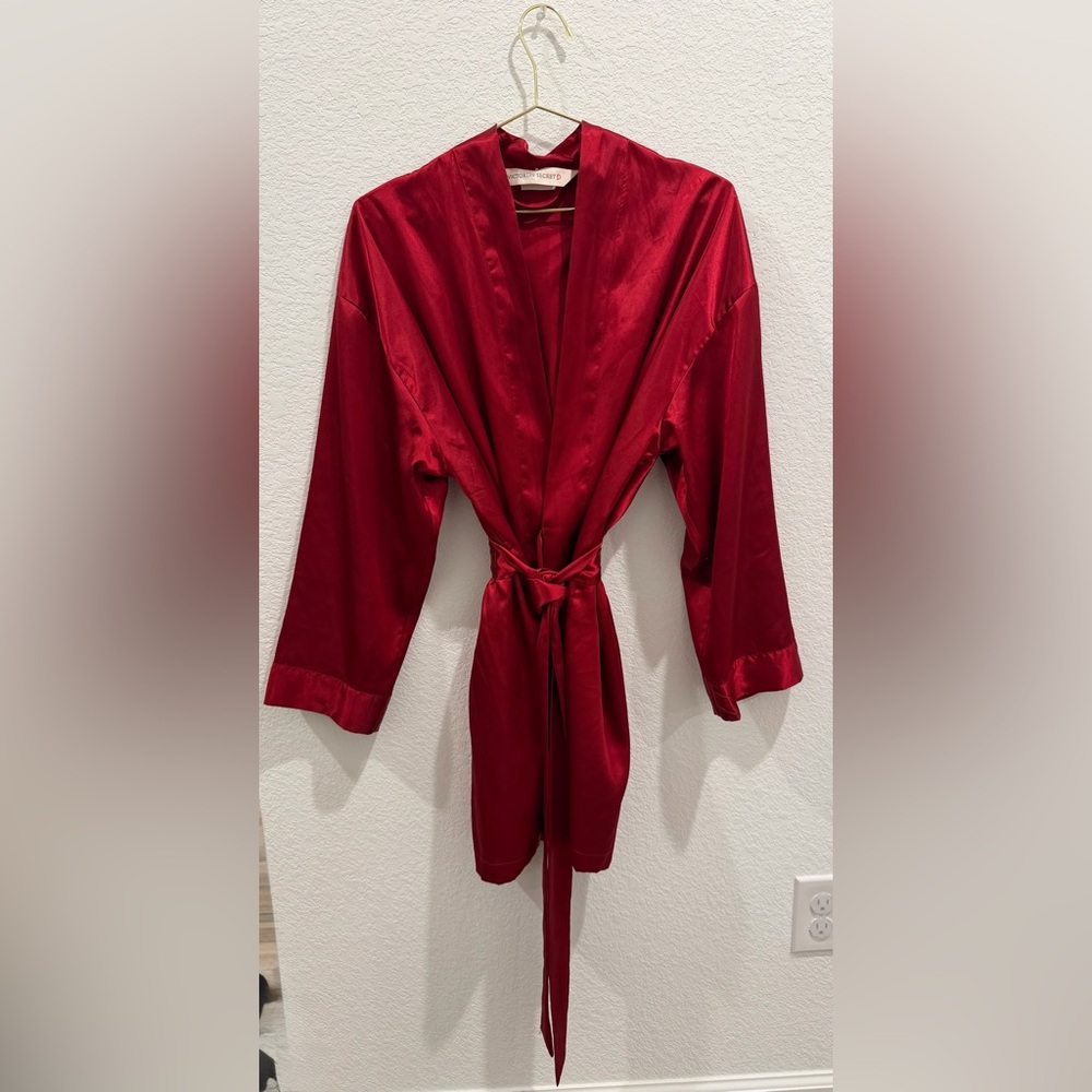 Victoria’s Secret vintage red satin silk robe one size